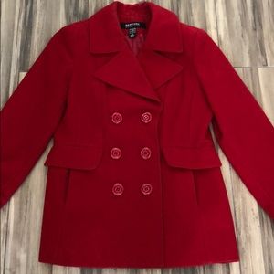New York and Co red wool coat